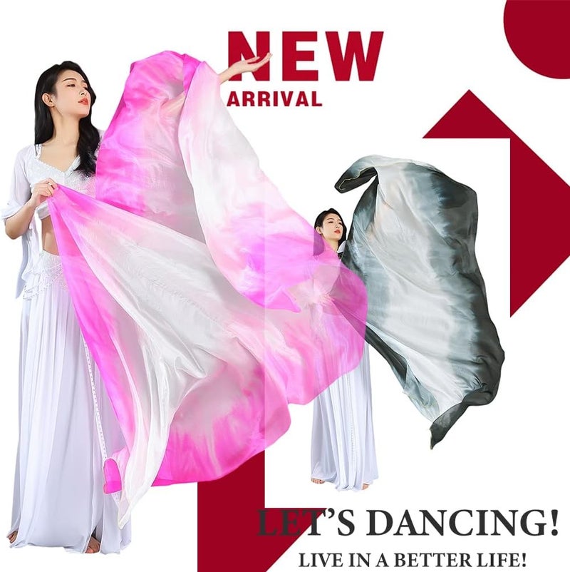 Rivoxi Women Real Silk Belly Dance Silk Veils Professional Oriental Halloween Stage Performance Show - Image 5